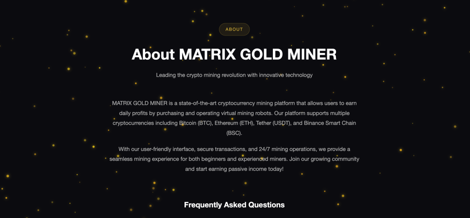 matrixgoldminers.com is not an investment and not mining.